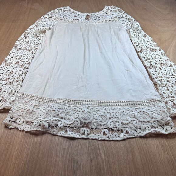 Blu Pepper Boho Lace Dress Women’s Large Ivory Crochet Lace Sleeve Babydoll - Picture 5 of 8